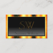 Lässige Schwarz-Rahmen-Orangenfarbe mit Monogramm Visitenkarte (Vorderseite)