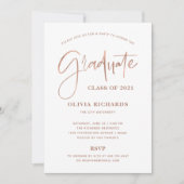 Lässige Script-Rose Gold und Weiß | Grad Party Einladung (Vorderseite)
