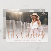 Lässige Script-Rose Gold Zwei-Foto-Graduierungspar Einladung (Vorne/Hinten)