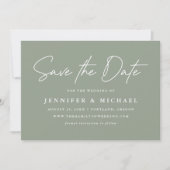 Lässige Script-Sage Grüne Hochzeit Save The Date (Vorderseite)