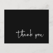 Lässige Script Typografie Black Danke Postkarte (Vorderseite)