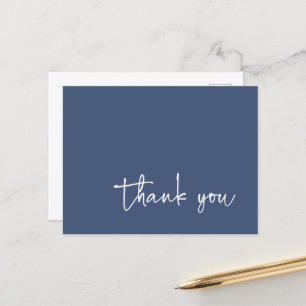 Lässige Script-Typografie Dunkles Denimblau Danke Postkarte