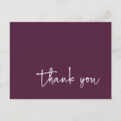 Lässige Script Typografy Plum Vielen Dank Postkarte (Vorderseite)
