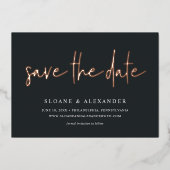 Lässige Sketch-Rose Gold | Moderne Hochzeit Rette Folieneinladung (Vorderseite)