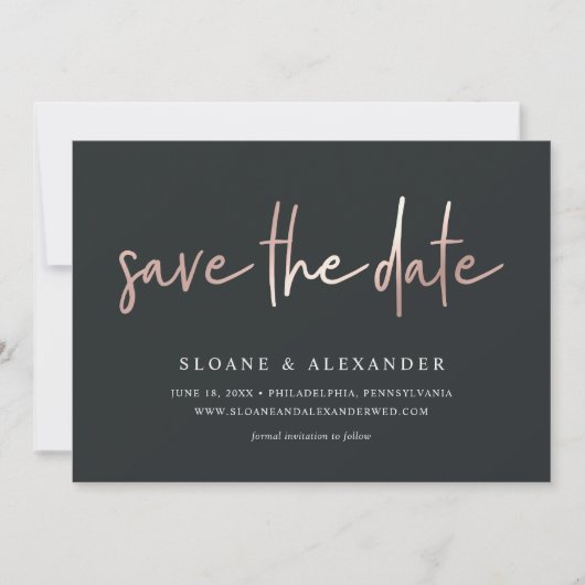 Lässige Sketch-Rose Gold | Moderne Hochzeit Save The Date (Vorderseite)