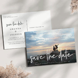 Lässige Skizze   Foto Save the Date Ankündigungspostkarte