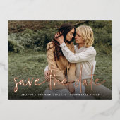 Lässige Skizze | Horizontales Foto Save the Date Folie Einladungspostkarte (Vorderseite)