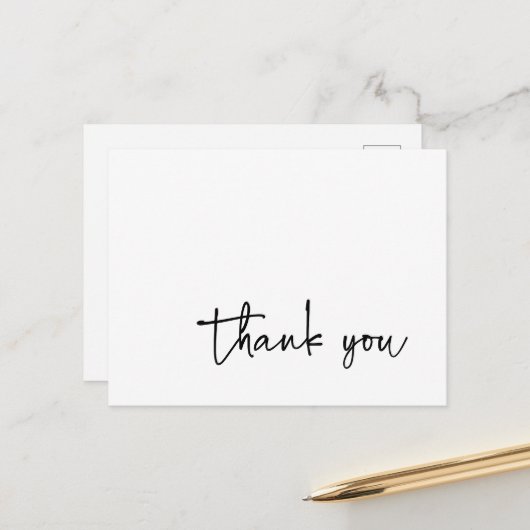 Lässige Skripttypografie Schwarz-Weiß Vielen Dank Postkarte (Vorderseite/Rückseite Beispiel)