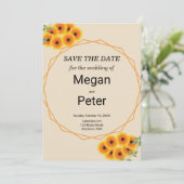 Lässige Sonnenblumenhochzeit Save The Date (Stehend Vorderseite)