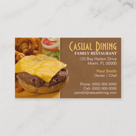 Lässige speisende Restaurant-Geschäfts-Karte Visitenkarte (Vorderseite)