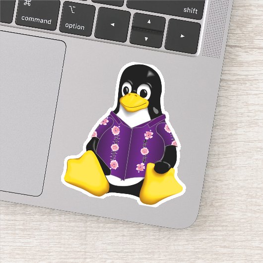 Lässige Tux Blume Streifen Custom Cut Vinyl Aufkle Aufkleber (Detail)