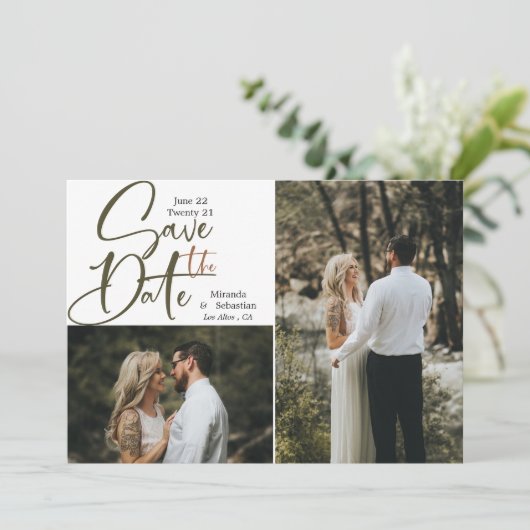 Lässige Typografie Erdtones 2 Foto Save The Date (Stehend Vorderseite)