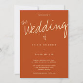 Lässige Typografie Foto Burnt Orange Wedding Einladung (Vorderseite)