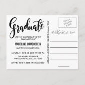 Lässige Typografie Graduate Foto Einladungspostkarte (Rückseite)
