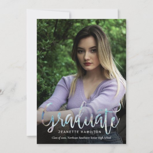 Lässige Typografie Script 2-Foto Abschluss Invita Einladung (Vorderseite)