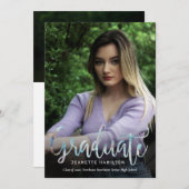 Lässige Typografie Script 2-Foto Abschluss Invita Einladung (Vorne/Hinten)