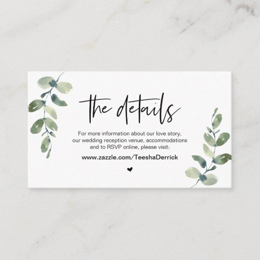 Lässige Vegetation, Schwarzer Schriftart, unsere H Begleitkarte (Vorderseite)