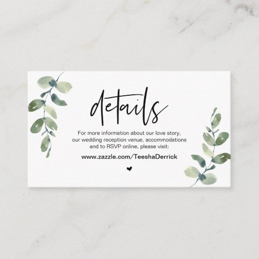 Lässige Vegetation, Schwarzer Schriftart, unsere H Begleitkarte (Vorderseite)