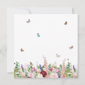 Lässige violette Blumen und Schmetterlinge Hochzei Einladung (Rückseite)