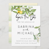 Lässige Wasserfarbe Lemon Blossom Save the Date (Vorne/Hinten)