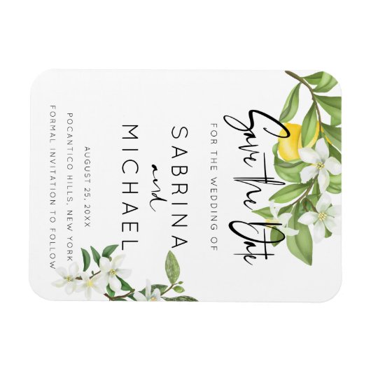 Lässige Wasserfarbe Lemon Blossom Save the Date Magnet (Horizontal)