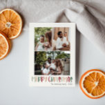 Lässige Weihnachtsfeier 3 Foto Feiertagskarte<br><div class="desc">Diese festliche lässige Weihnachts-Weihnachtskarte mit 3 Fotos ist perfekt für Ihre lustige, kreative und helle Weihnachtsfeier. Es ist ein einzigartiger, spielerischer, moderner Schriftart in Rot, Boho Bräune und heller und dunkelgrüner Farbe, die für ein fröhliches, saisonales Ambiente sorgen. Wenn Sie Ihren Lieben den dunklen Winter mit niedlichem Feiertagsjubeln näher bringen...</div>