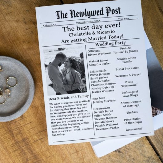 Lässige Zeitung Hochzeit speichern das Datum Einladung