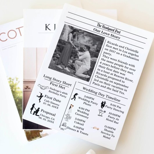 Lässige Zeitung Hochzeit speichern das Datum Einladung