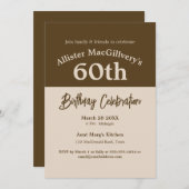 Lässiger 60. Geburtstag Einladung für ihn - Braun (Vorne/Hinten)
