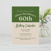 Lässiger 60. Geburtstag Einladung für ihn - Grün (Stehend Vorderseite)