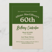 Lässiger 60. Geburtstag Einladung für ihn - Grün (Vorne/Hinten)