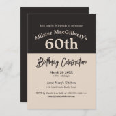 Lässiger 60. Geburtstag Einladung für ihn - Schwar (Vorne/Hinten)