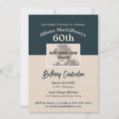 Lässiger 60. Geburtstag Einladung mit Foto - Blau (Vorderseite)