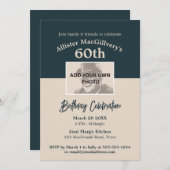 Lässiger 60. Geburtstag Einladung mit Foto - Blau (Vorne/Hinten)