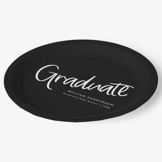 Lässiger Abschluss für Skripte in Schwarz und Wei Pappteller (Schrägansicht)