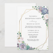 Lässiger Boho Sukkulente Hochzeitsempfang Einladun Einladung (Vorne/Hinten)