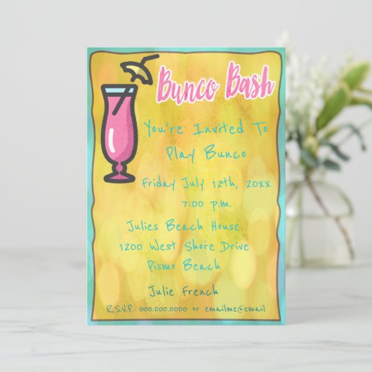 Lässiger Bunco Bash Einladung (Stehend Vorderseite)