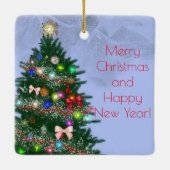 Lässiger, farbenfroher Weihnachtsbaum Keramikornament (Rückseite)