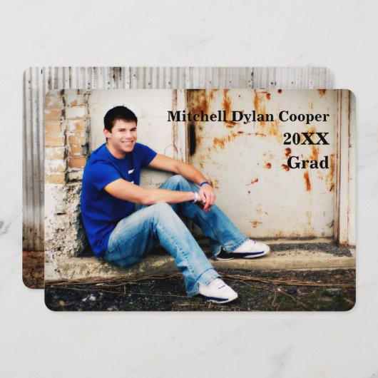 Lässiger Grunge - Abschluss-Mitteilung Einladung (Vorne/Hinten)