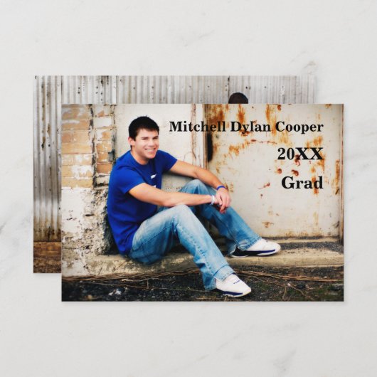 Lässiger Grunge - Mitteilung des Abschluss-3x5 Einladung (Vorne/Hinten)