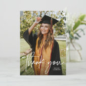 Lässiger moderner Kalligrafie Script Foto Abschlus Dankeskarte (Stehend Vorderseite)