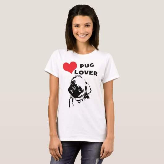 Lässiger Mops Lover T-Shirt (Vorne ganz)