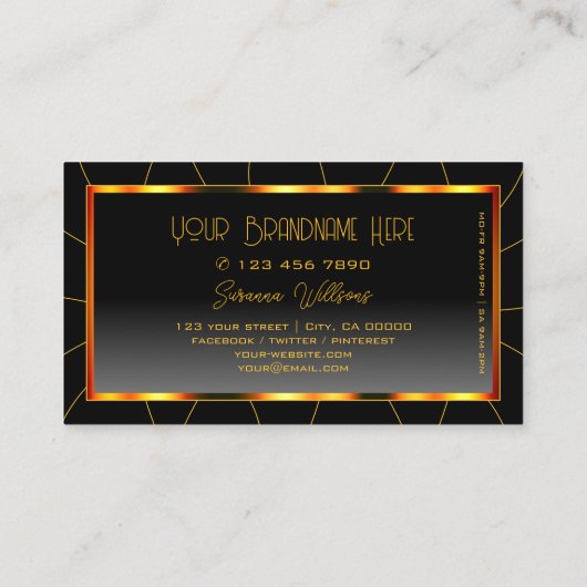 Lässiger Orange Frame Black Gradient Stilvoll mode Visitenkarte (Rückseite)