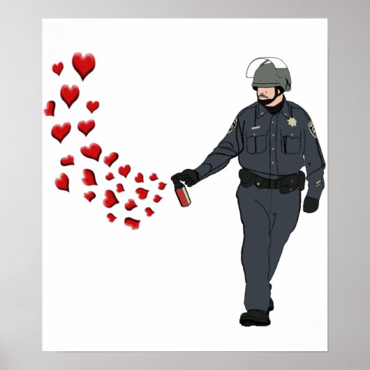 Lässiger Pepper Spray-Polizist mit Herz in Farbe Poster (Vorne)