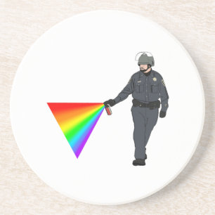Lässiger Pfeffer-Spray-Polizist-Regenbogen mit Getränkeuntersetzer