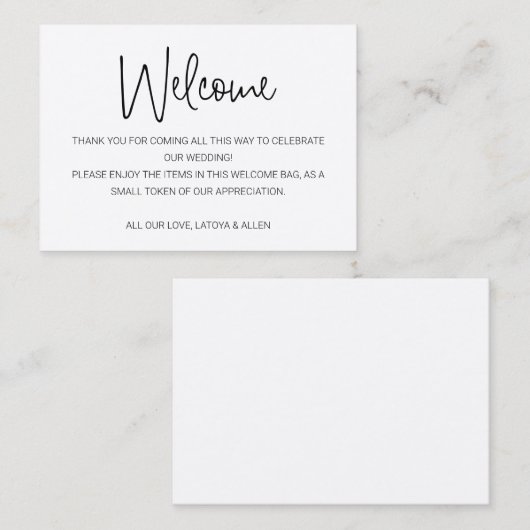 Lässiger rustikaler Begrüßungskorb Platzkarte (Vorne/Hinten)