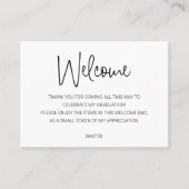 Lässiger Script-Abschluss Begrüßungskörbe Platzkarte (Vorderseite)