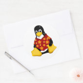 Lässiger Tux - große runde Aufkleber (Umschlag)