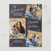 Lässiges 3-Foto-Chalkboard Doodle-Abschluss Ankündigungspostkarte (Vorderseite)