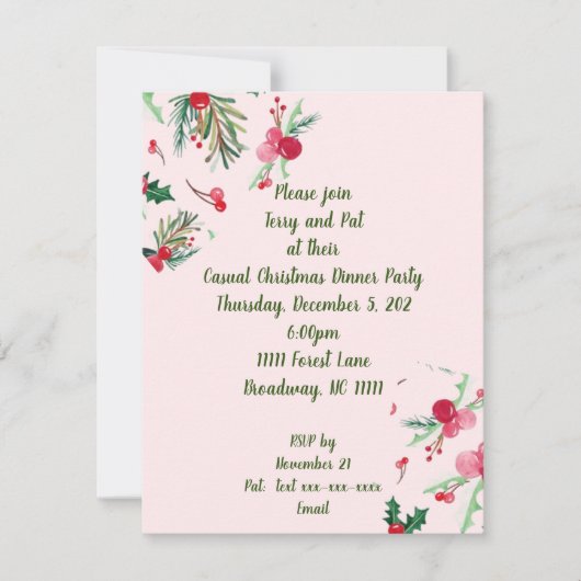 Lässiges Abendessen Party Feierliche Einladung (Vorderseite)